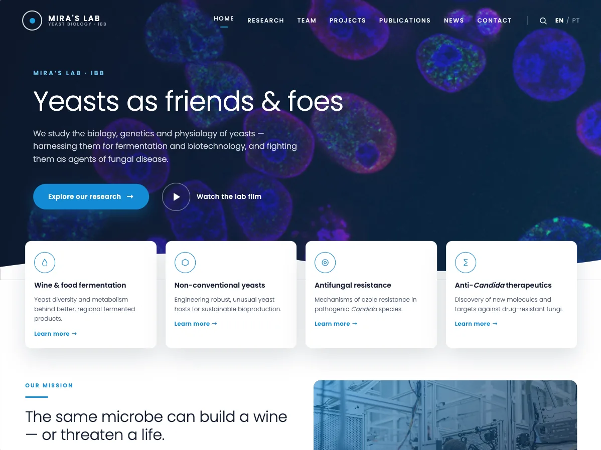 Miras Laboratory website screenshot